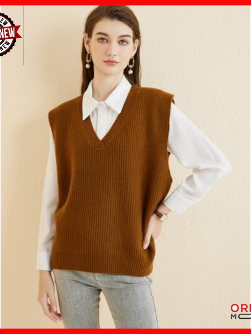 Women's Merino Wool V-Neck Sweater Vest Sleeveless Knit Casual - Picture 4 of 6